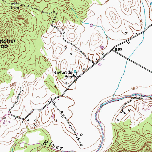 Topographic Map of Richards School, KY