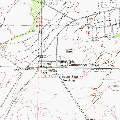 Topographic Map of Gila Compressor Station, AZ