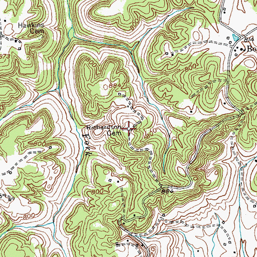 Topographic Map of Richardson Cemetery, KY