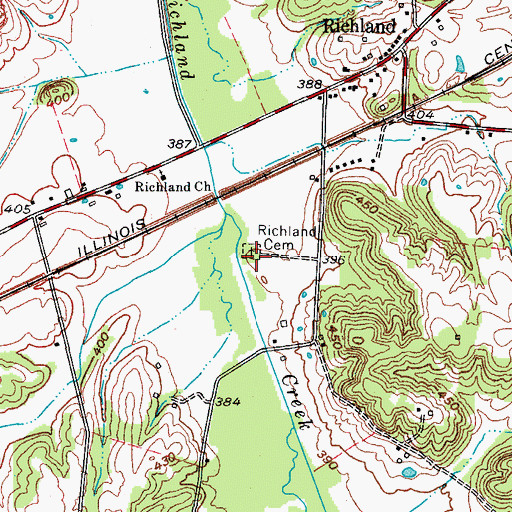 Topographic Map of Richland Cemetery, KY