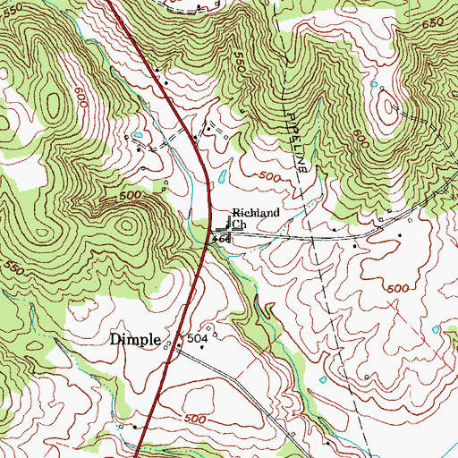 Topographic Map of Richland Church, KY