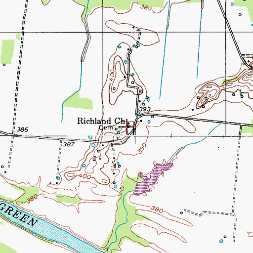Topographic Map of Richland Baptist Church, KY