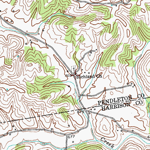 Topographic Map of Richland Church, KY