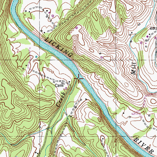 Topographic Map of Richland Creek, KY