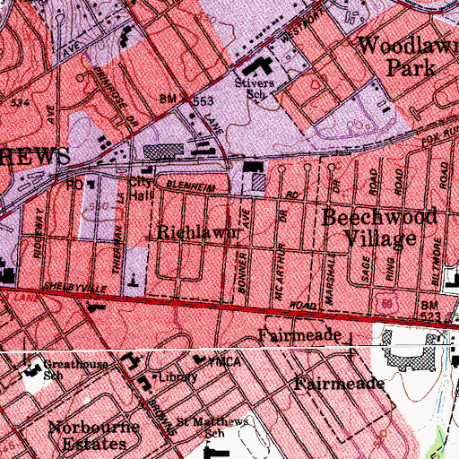 Topographic Map of Richlawn, KY