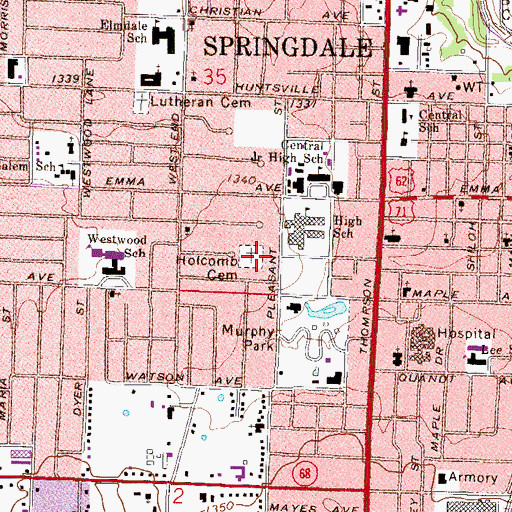 Topographic Map of Holcomb Cemetery, AR
