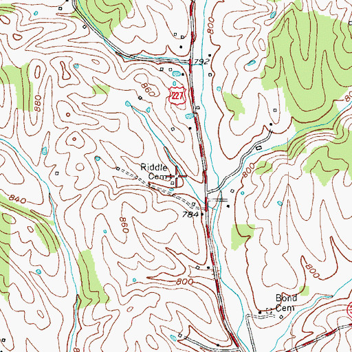 Topographic Map of Riddle Cemetery, KY