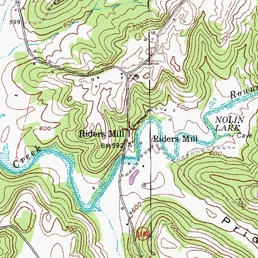 Topographic Map of Riders Mill, KY