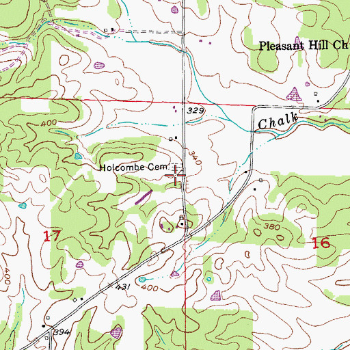 Topographic Map of Holcombe Cemetery, AR
