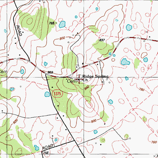 Topographic Map of Ridge Springs United Methodist Church, KY