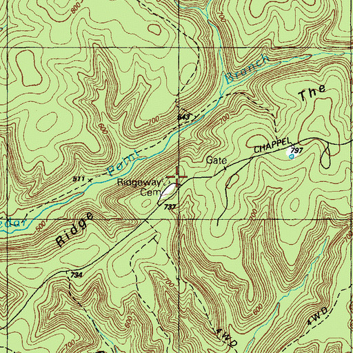 Topographic Map of Ridgeway Cemetery, KY