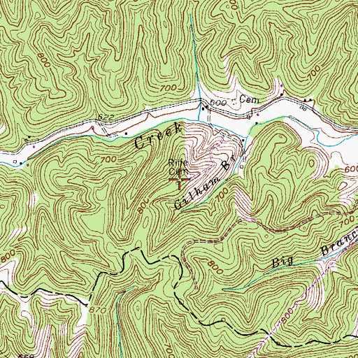 Topographic Map of Riffe Cemetery, KY