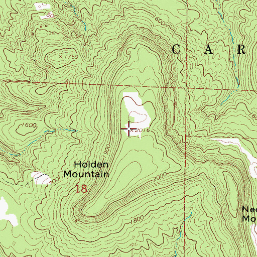 Topographic Map of Holden Mountain, AR