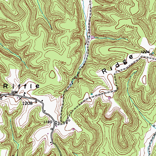 Topographic Map of Riffle Ridge, KY