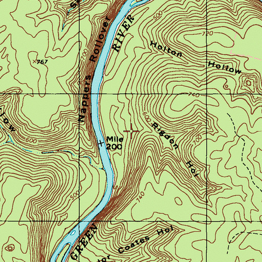 Topographic Map of Rigdon Hollow, KY
