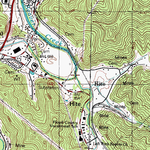 Topographic Map of Right Fork Beaver Creek, KY