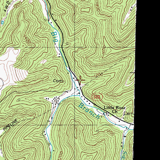 Topographic Map of Right Fork Big Branch, KY