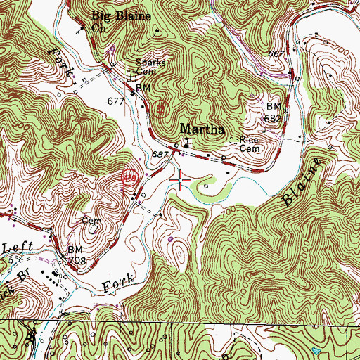 Topographic Map of Right Fork Blaine Creek, KY