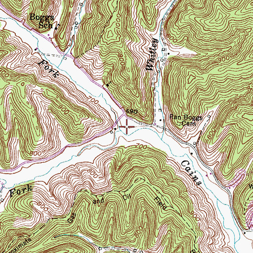 Topographic Map of Right Fork Cains Creek, KY