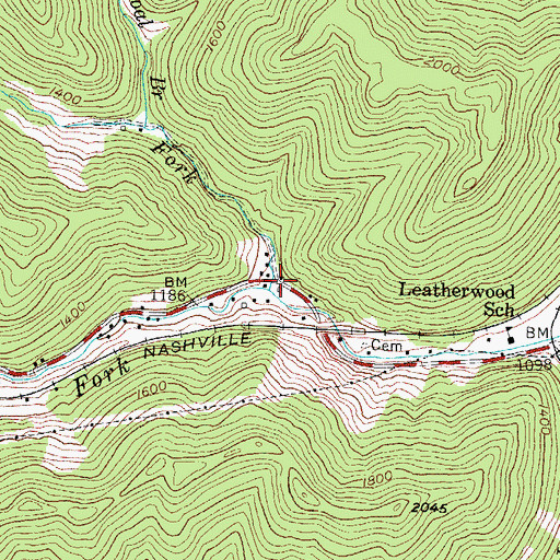 Topographic Map of Right Fork Clover Fork, KY