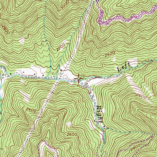 Topographic Map of Right Fork Cloverlick Creek, KY