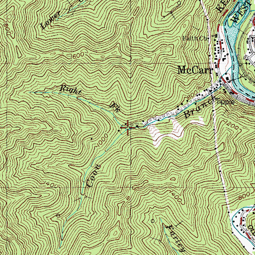 Topographic Map of Right Fork Coon Branch, KY