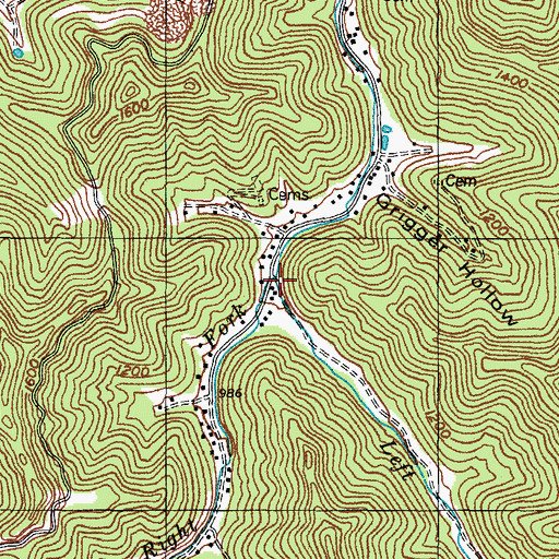 Topographic Map of Right Fork Dixfork, KY