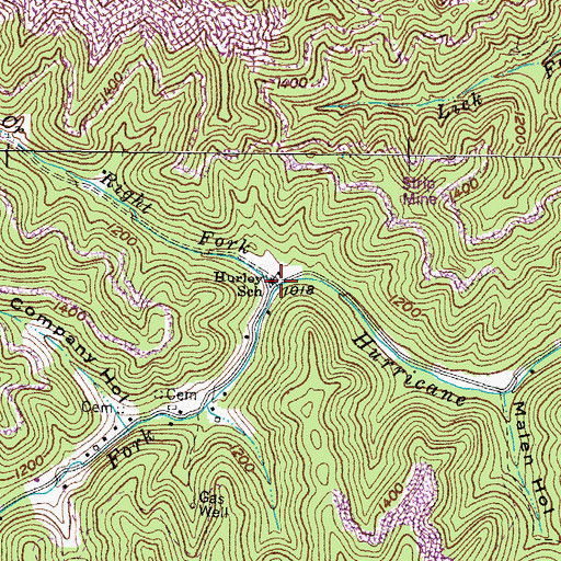 Topographic Map of Right Fork Hurricane Creek, KY