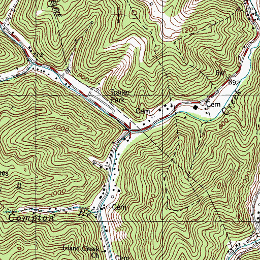 Topographic Map of Right Fork Island Creek, KY
