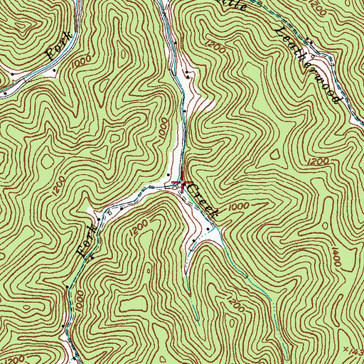 Topographic Map of Right Fork Leatherwood Creek, KY