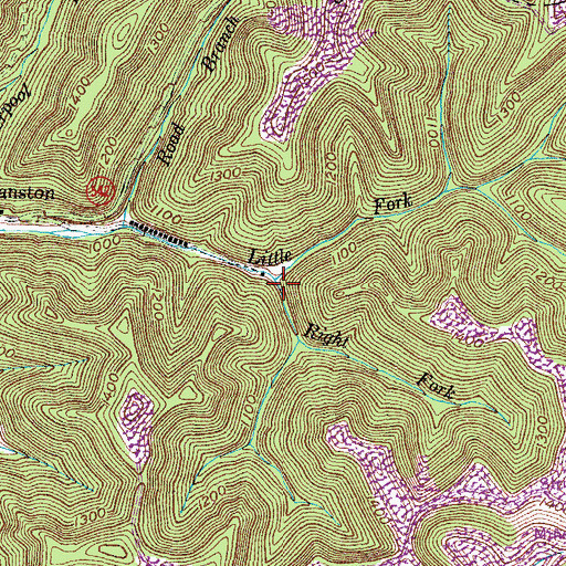 Topographic Map of Right Fork Little Fork, KY