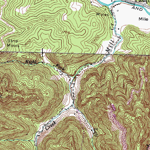 Topographic Map of Right Fork Mill Creek, KY
