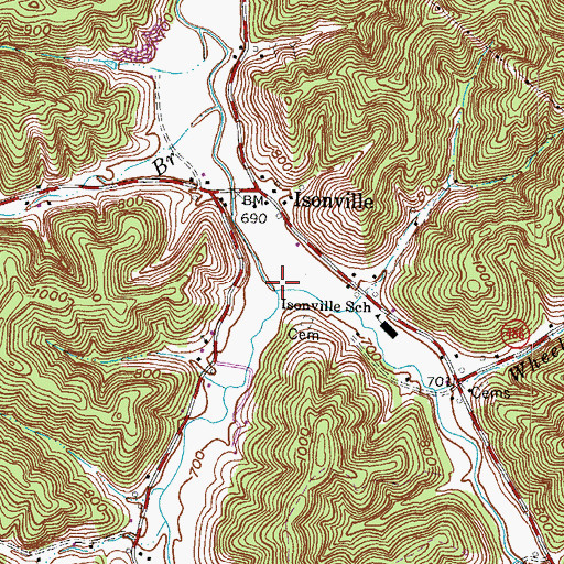 Topographic Map of Right Fork Newcombe Creek, KY