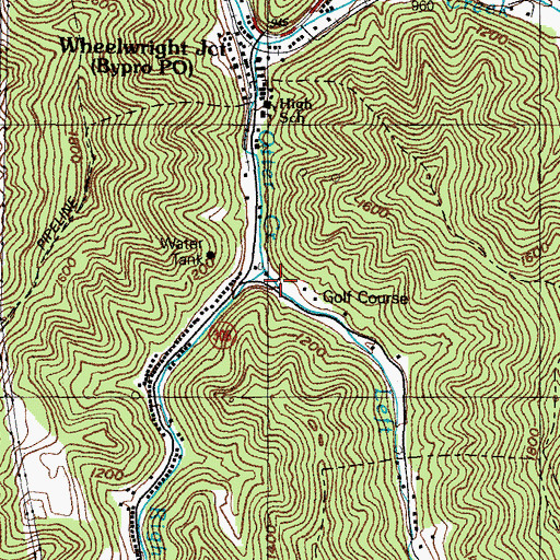 Topographic Map of Right Fork Otter Creek, KY
