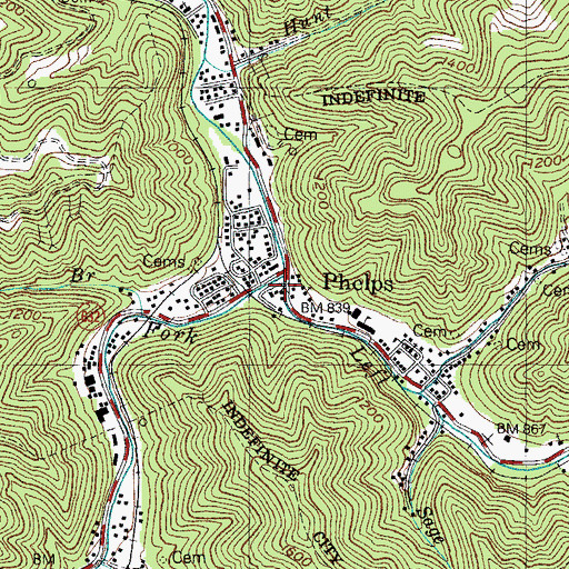 Topographic Map of Right Fork Peter Creek, KY