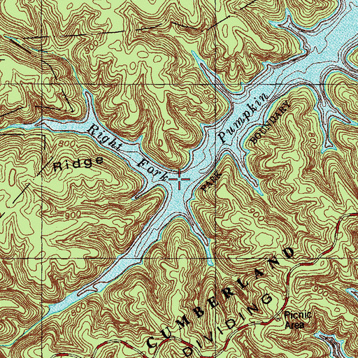 Topographic Map of Right Fork Pumpkin Creek, KY