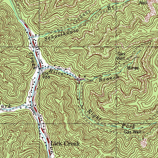 Topographic Map of Right Fork Riles Branch, KY