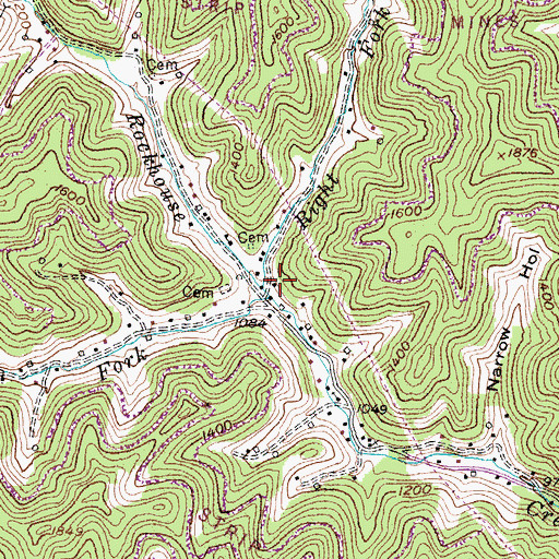 Topographic Map of Right Fork Rockhouse Creek, KY