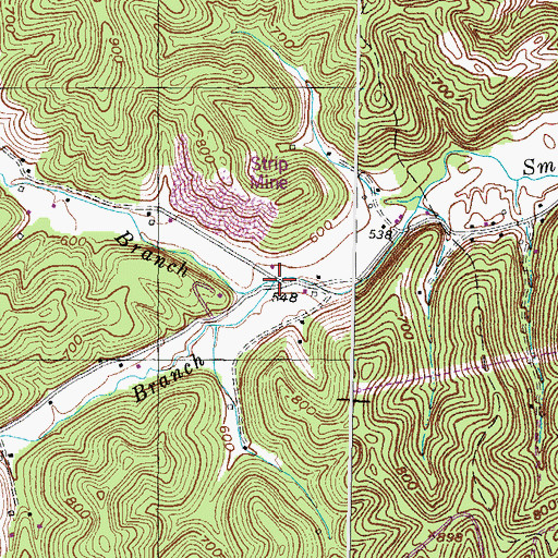Topographic Map of Right Fork Smith Branch, KY