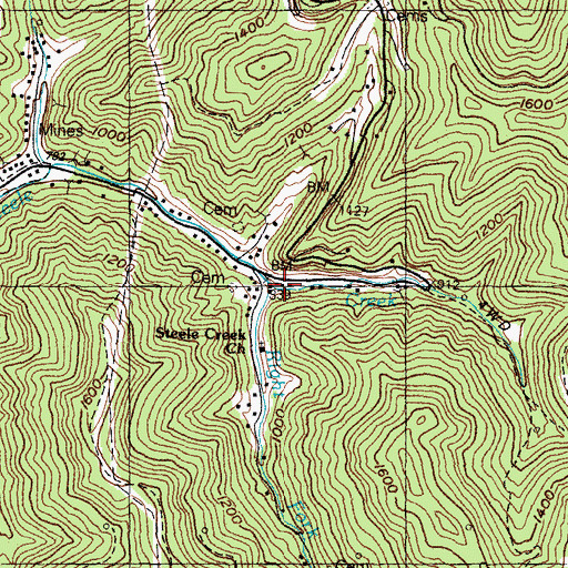 Topographic Map of Right Fork Steele Creek, KY