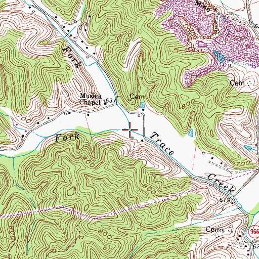 Topographic Map of Right Fork Trace Creek, KY