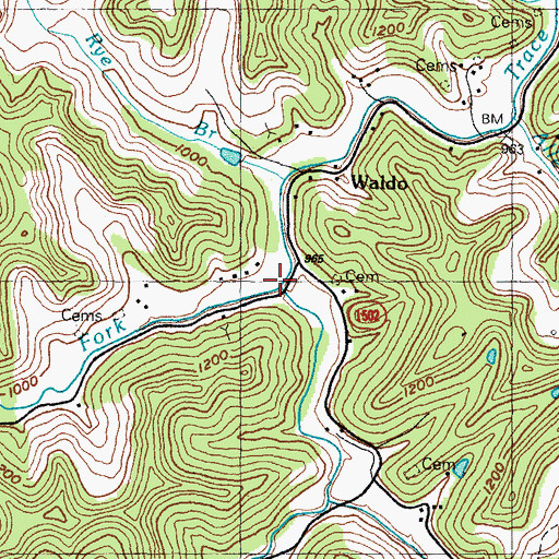 Topographic Map of Right Fork Trace Fork, KY