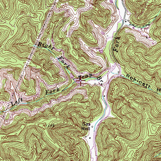 Topographic Map of Right Fork Trap Branch, KY