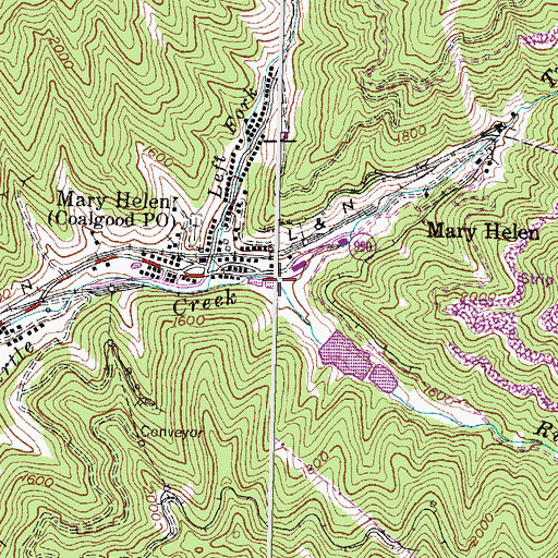 Topographic Map of Right Fork Turtle Creek, KY
