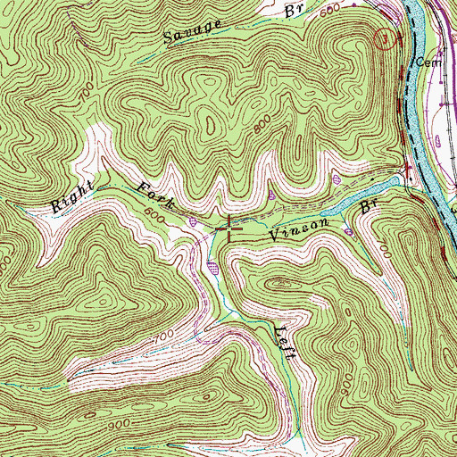 Topographic Map of Right Fork Vinson Branch, KY