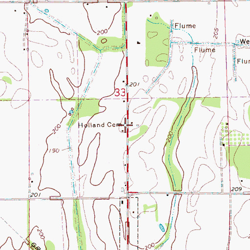 Topographic Map of Holland Cemetery, AR