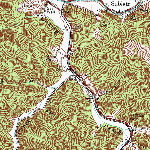 Topographic Map of Right Oakley Creek, KY
