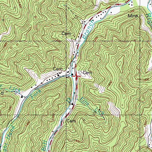 Topographic Map of Righthand Fork, KY