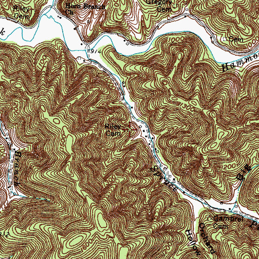 Topographic Map of Riley Cemetery, KY