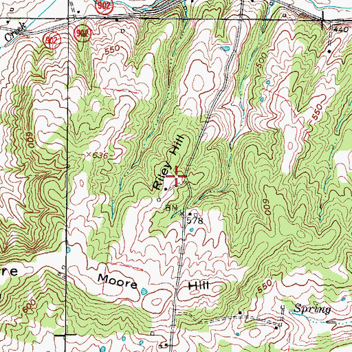 Topographic Map of Riley Hill, KY